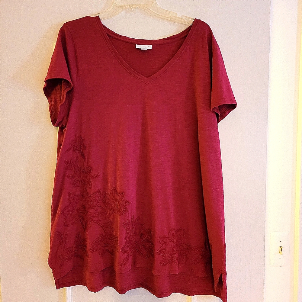 Magenta hii-low slub knit tunic by J.Jill